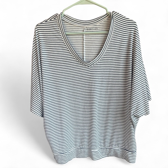 Softies Navy Stripe Oversized Lounge Tee Size Medium - Picture 1 of 9